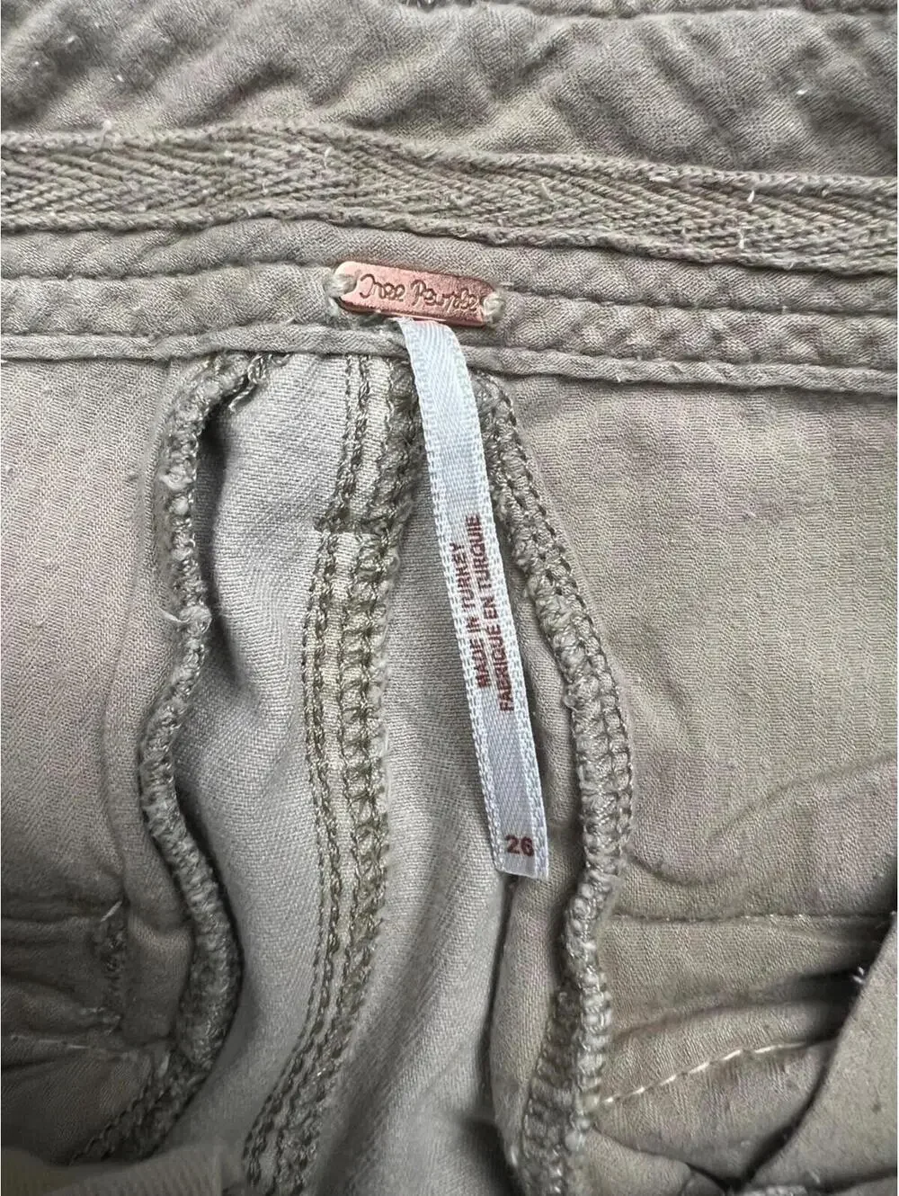 Free People Wide Leg Boyfriend Chino Jeans Womens 26 Relaxed Cream Casual